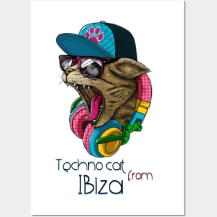 Techno cat from Ibiza - Catsondrugs.com - Techno Party Ibiza Rave Dance Underground Festival Spring Break  Berlin Good Vibes Trance Dance technofashion technomusic housemusic Posters and Art